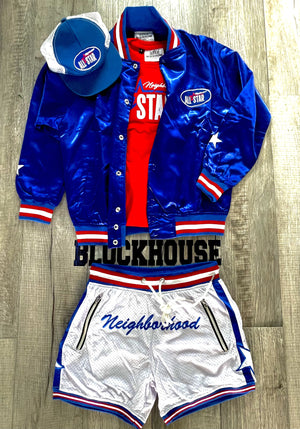 Varsity Jacket & Varsity Shorts | Neighborhood All Star Collection -Blue, Red & White